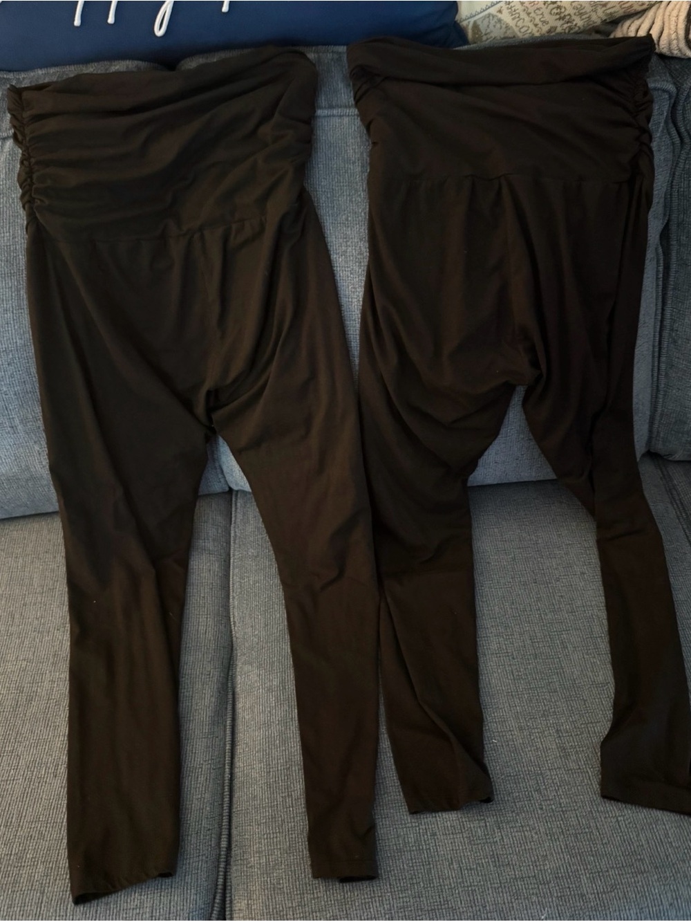 Set of 2 Black Maternity Fold-Over Waist Leggings